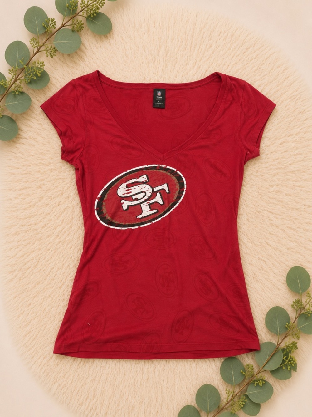Women's Red V-Neck Tee